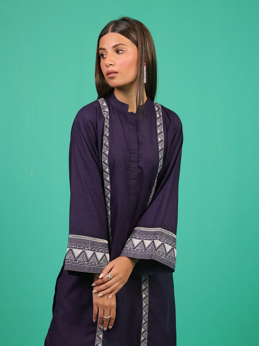 2pc - Stitched Basic Embroidered Yarn Dyed Shirt