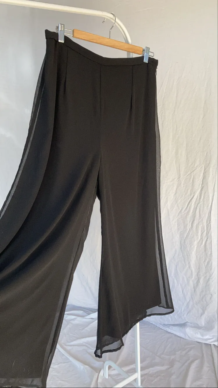 90s Flowy Black Culottes - 34/35