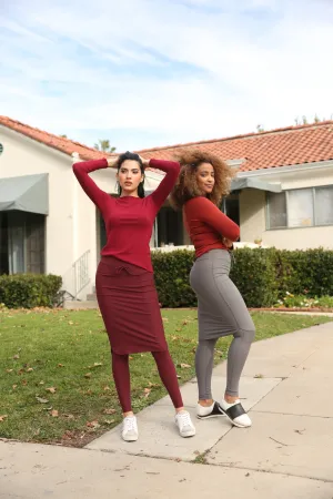 Activewear Pencil Skirt Attached to Leggings, Colors