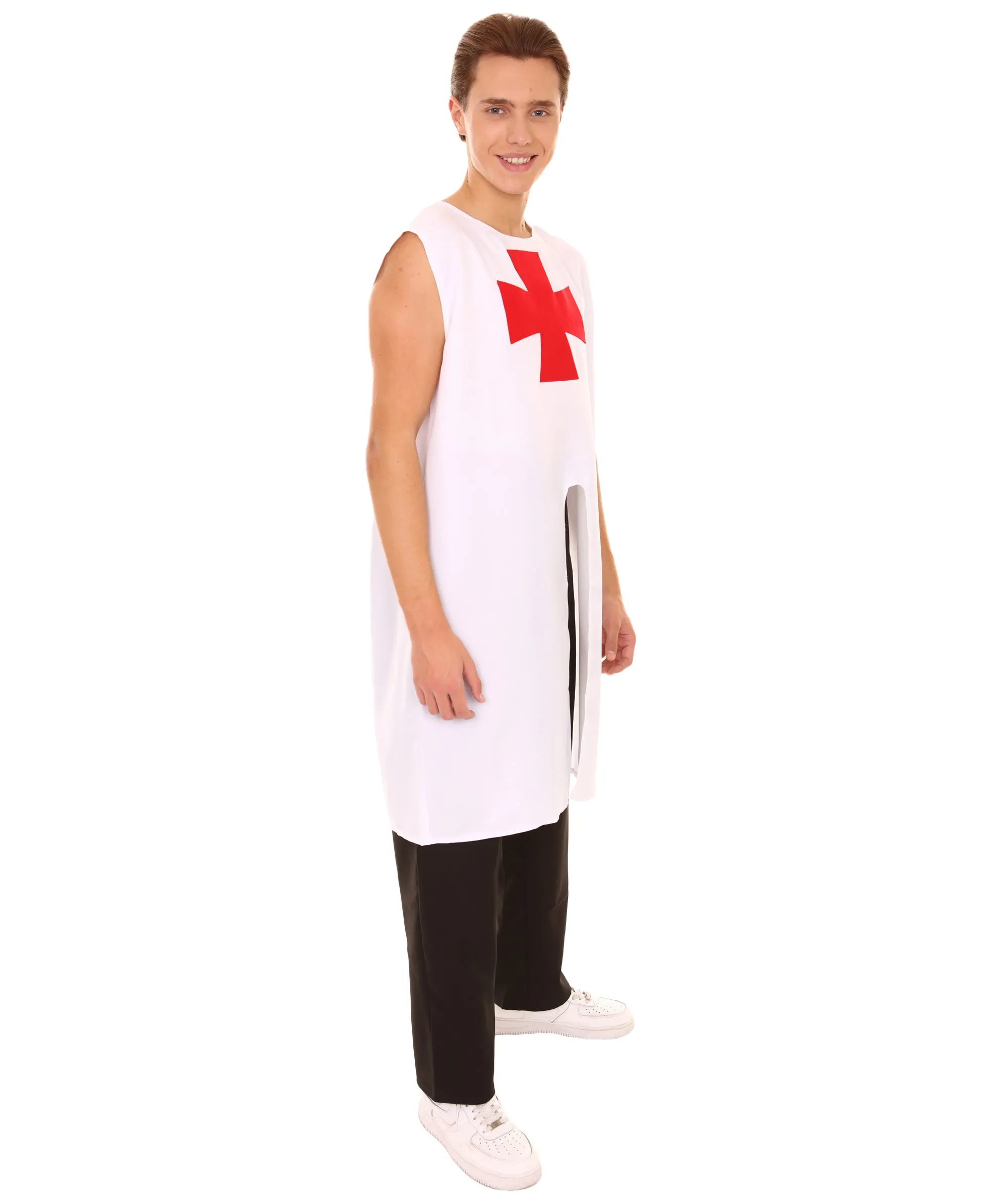 Adult Men's Blessume Medieval Templar Knight Tunic Historical Costume | White Cosplay Costume