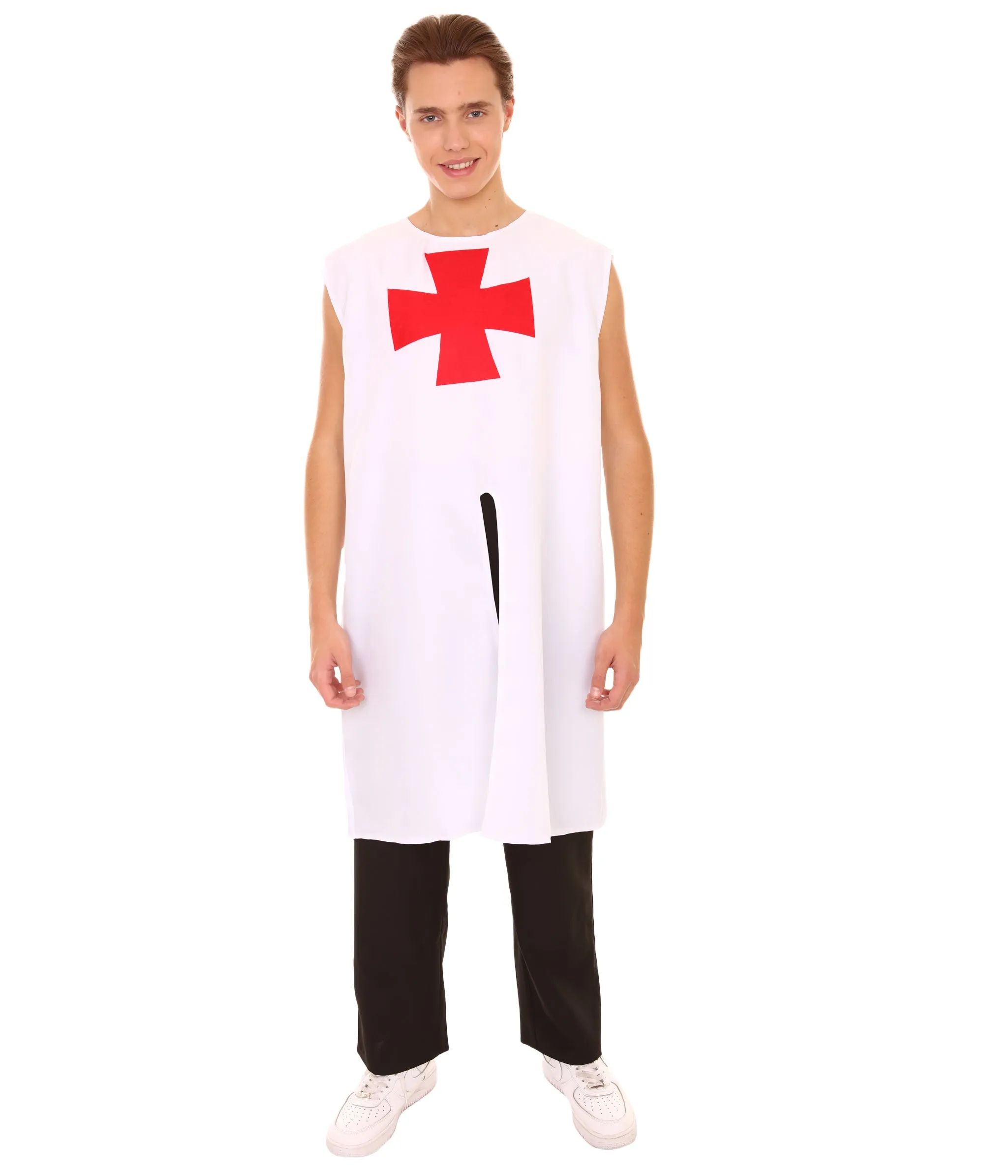 Adult Men's Blessume Medieval Templar Knight Tunic Historical Costume | White Cosplay Costume