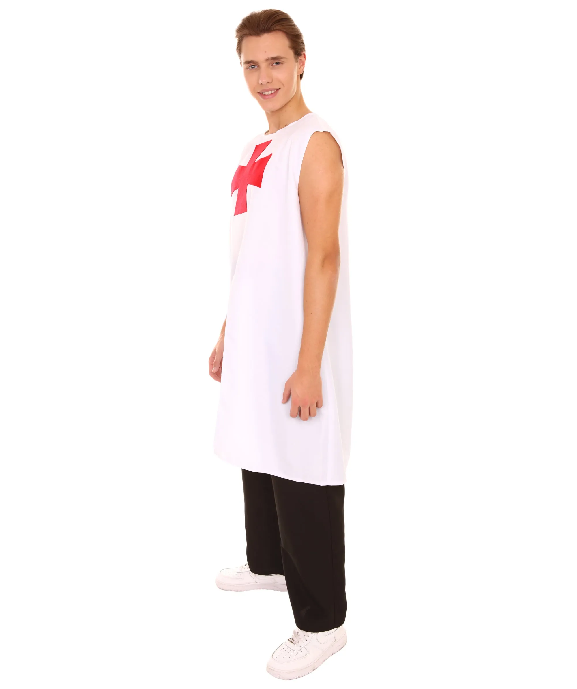 Adult Men's Blessume Medieval Templar Knight Tunic Historical Costume | White Cosplay Costume