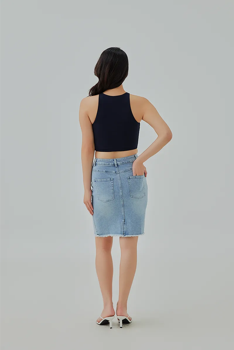 Alberta Denim Pencil Skirt