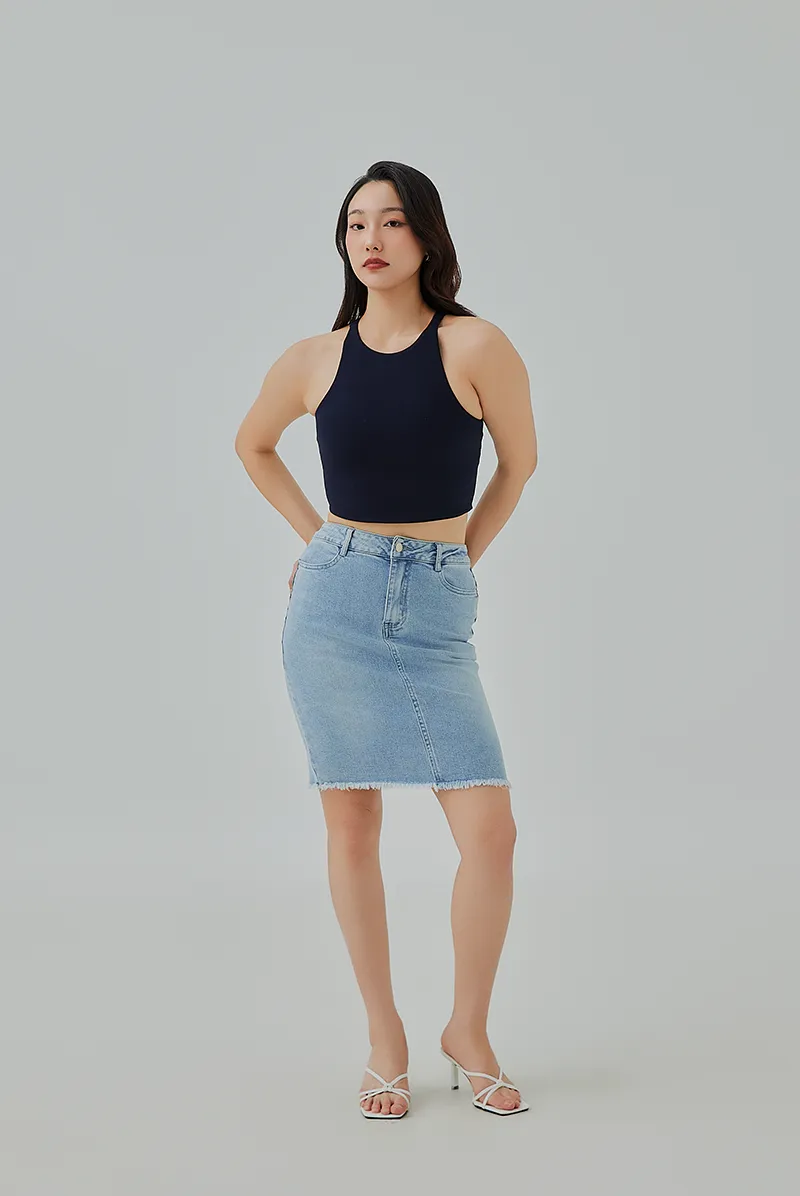 Alberta Denim Pencil Skirt
