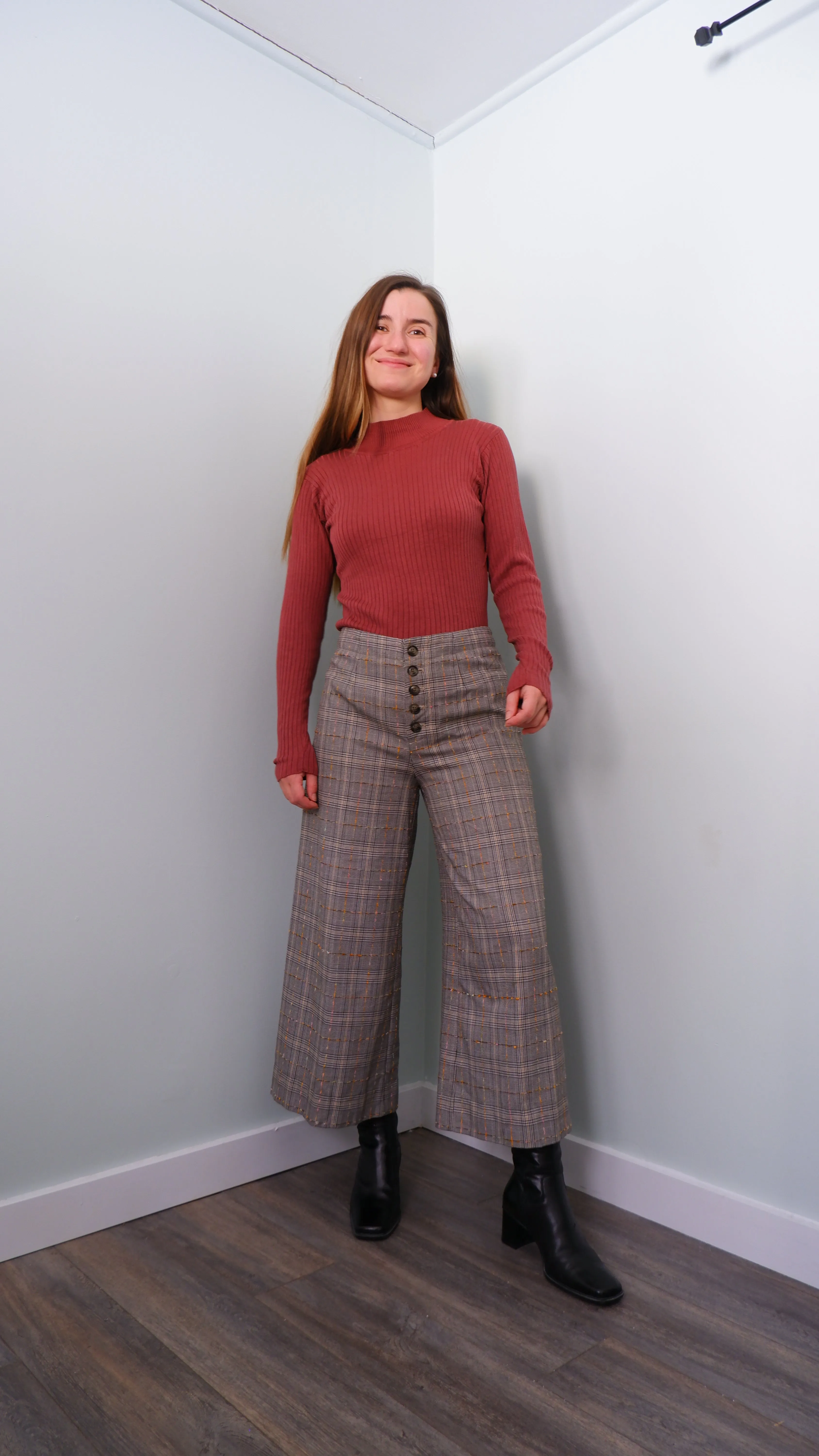 Anthropologie Houndstooth Plaid Culottes - 4/6