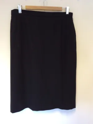 AQUASCUTUM BLACK WOOL PENCIL SKIRT SIZE 16