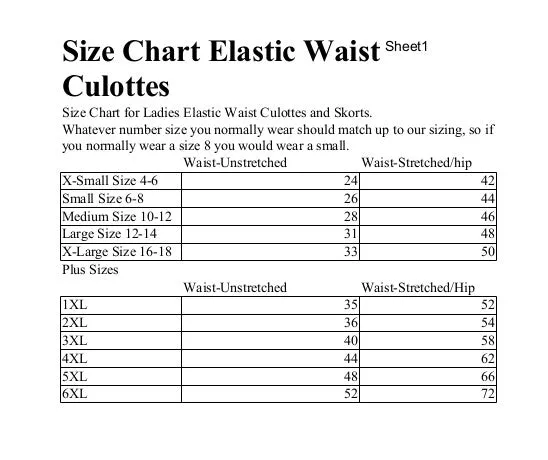 Athletic Culottes  (adult sizes)