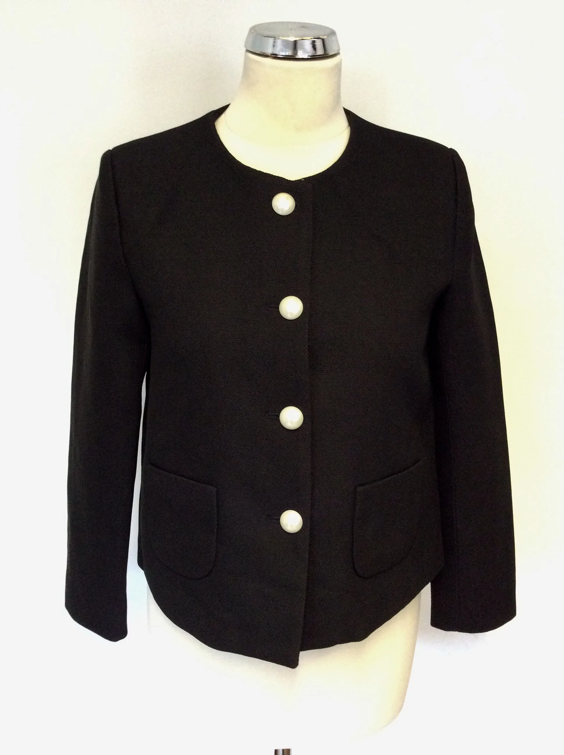 AXEL BLACK JACKET & WHITE PENCIL SKIRT SUIT SIZE UK 10