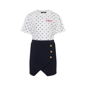 Balmain Kids Letters Print Cotton T-shirt Dress