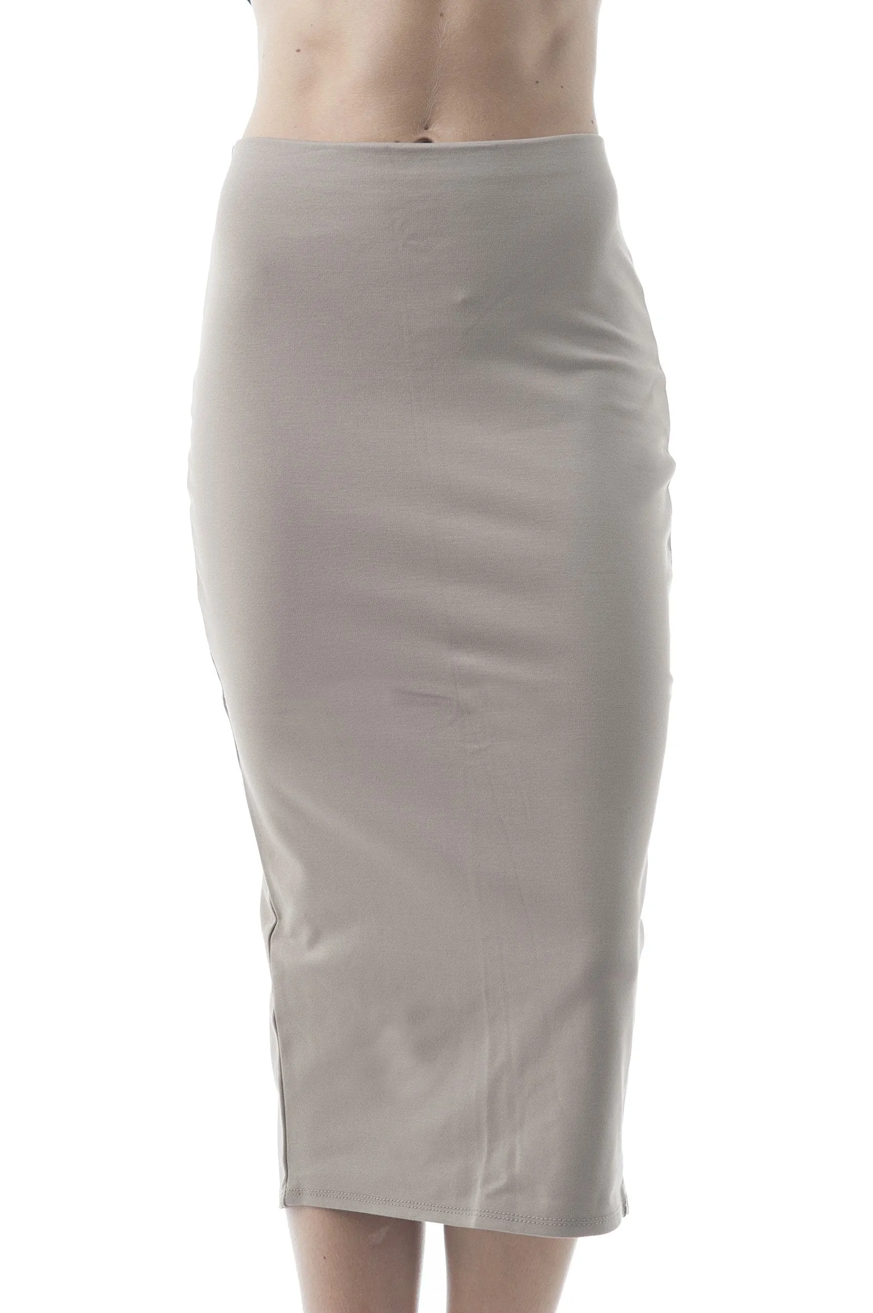 Basic Plain Long Bodycon Pencil Skirt with Slit on the Back