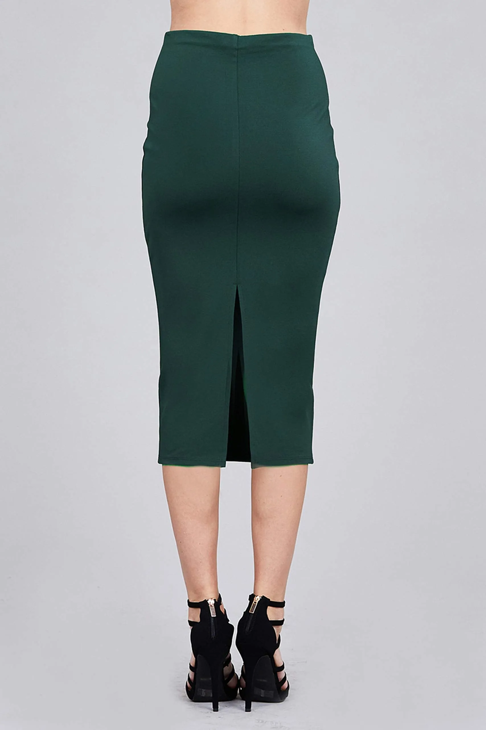 Basic Plain Long Bodycon Pencil Skirt with Slit on the Back