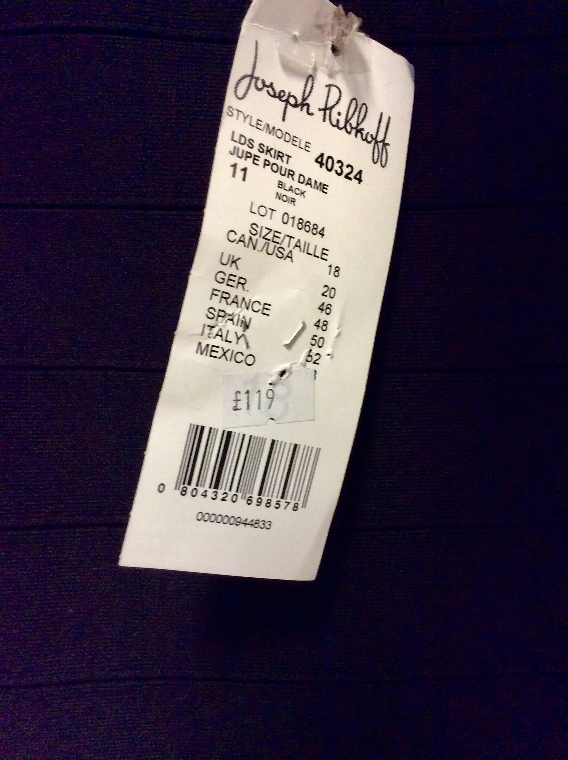 BRAND NEW JOSEPH RIBKOFF BLACK STRETCH PENCIL SKIRT SIZE 20