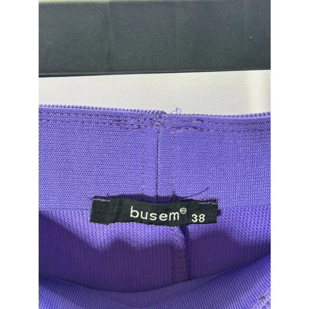 BUSSEM Women's Purple Ribbed Knit Pull-On Straight-Pencil Skirt SZ 38(USM)