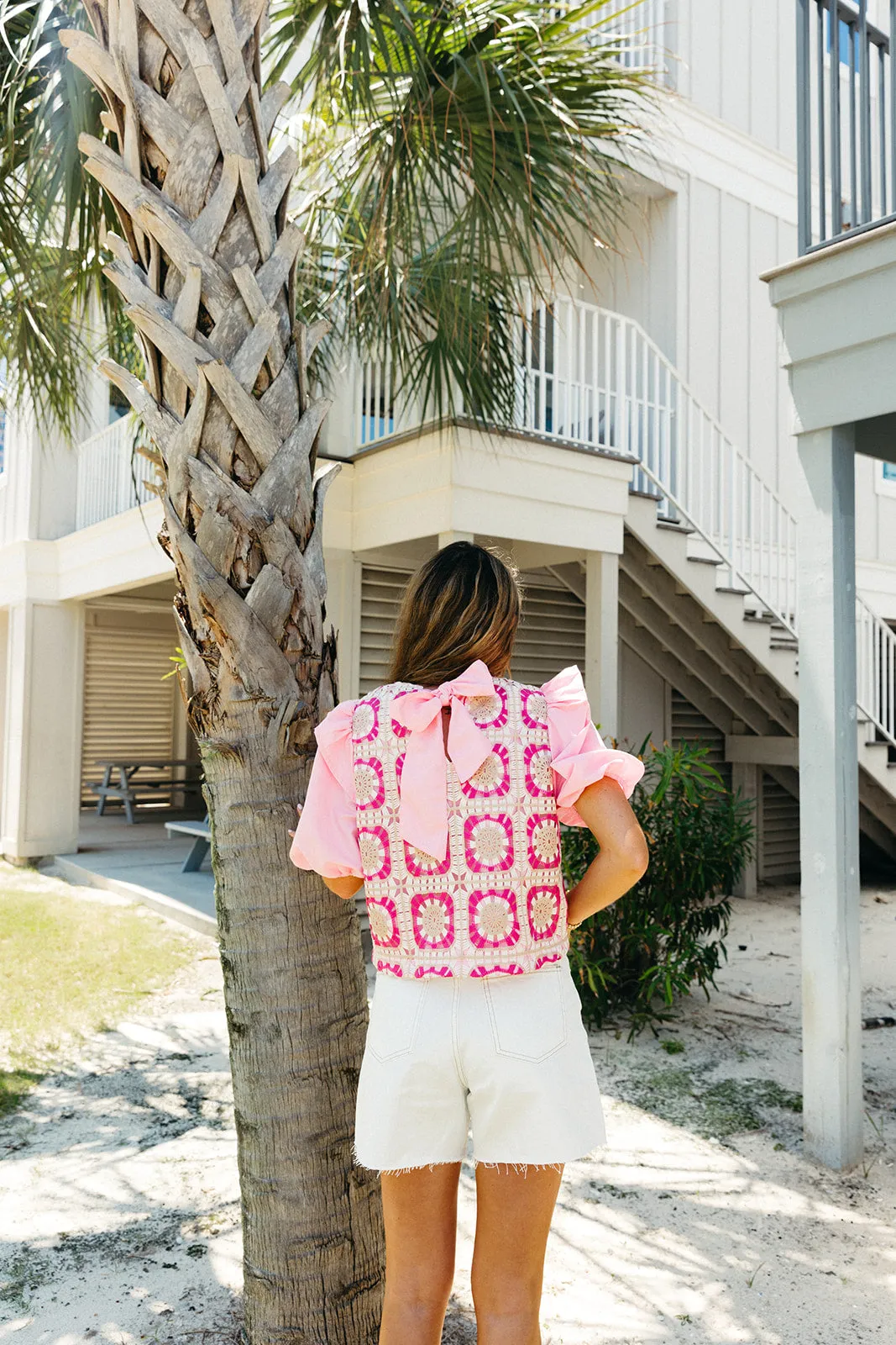 Clea Crochet Top - Pink/Multi