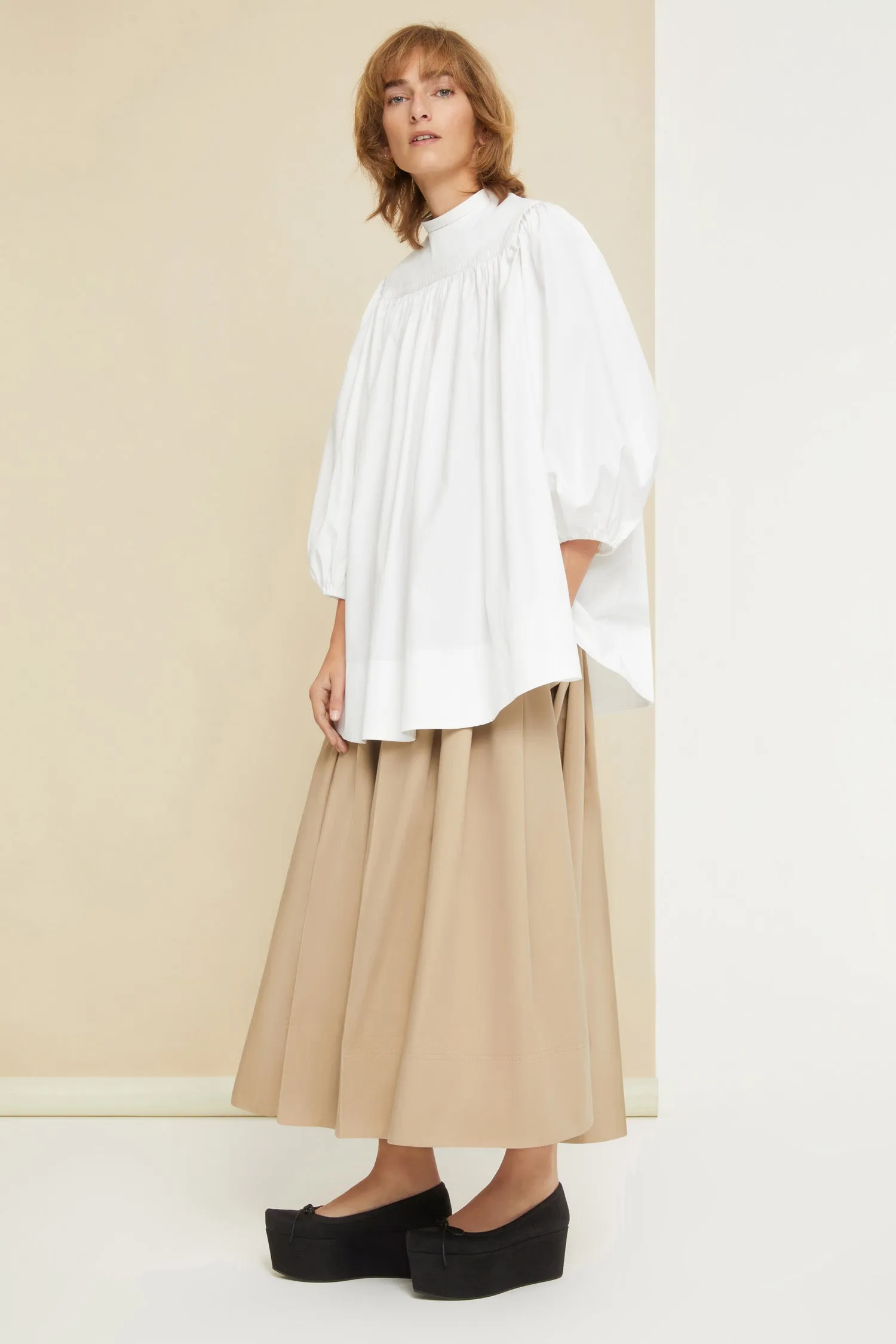 Cotton gabardine culottes in organic cotton