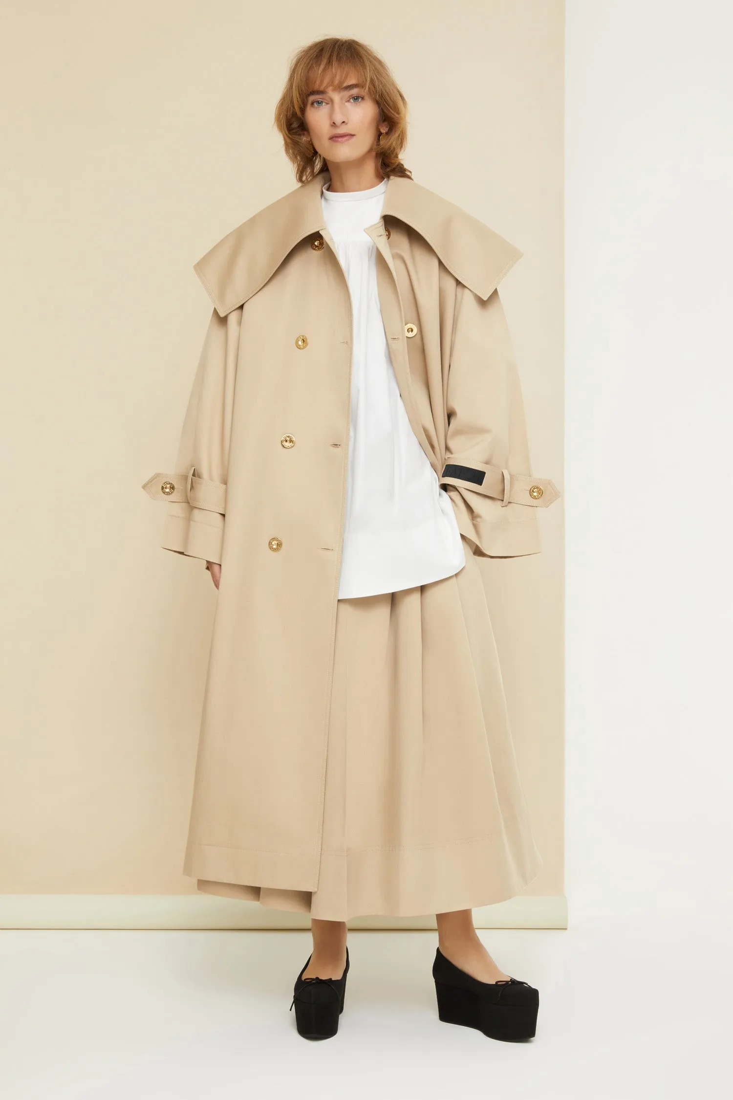 Cotton gabardine culottes in organic cotton