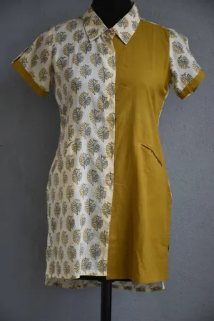 Cream printed cotton shirt