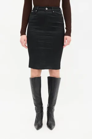 D&G Black Cotton Midi Pencil Skirt