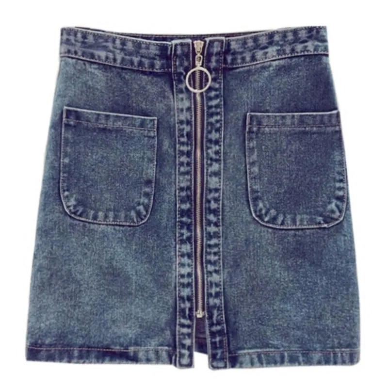Denim Short Women INS High Waist Zipper Chic Hip Flattering Hong Kong Summer Skirt