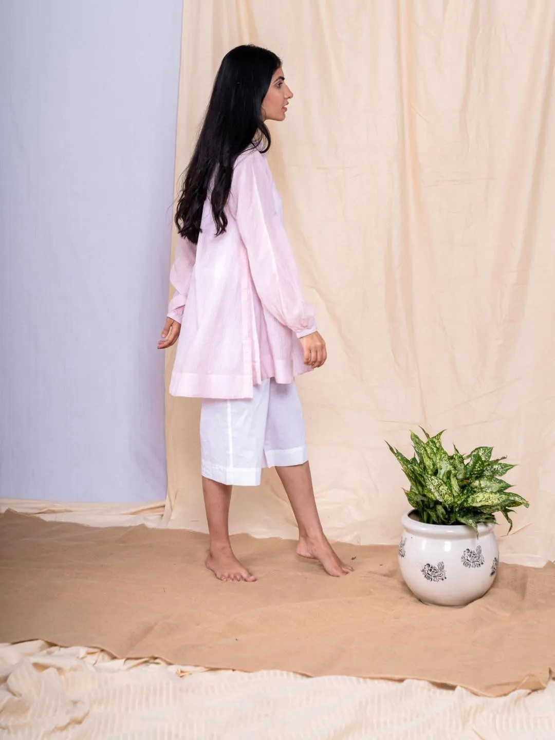 Dhara Pink Button Down Bamboo Dress