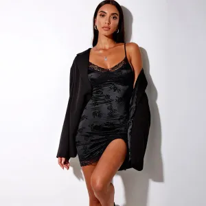 Europe Lace Slip Dress Slim Look Sexy Splitted Cami Women Dress
