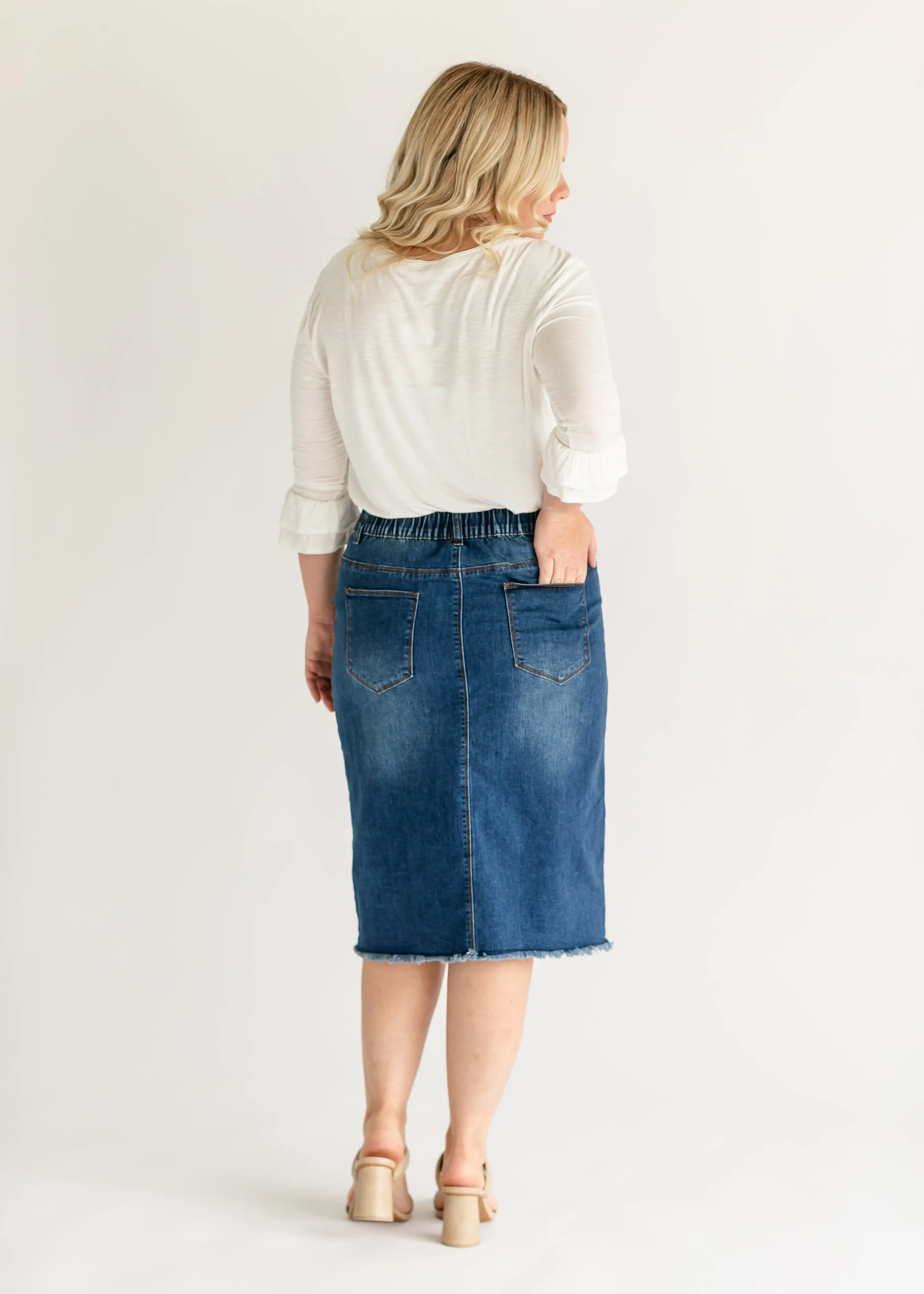 Eva Raw Hem Stitched Midi Skirt - FINAL SALE