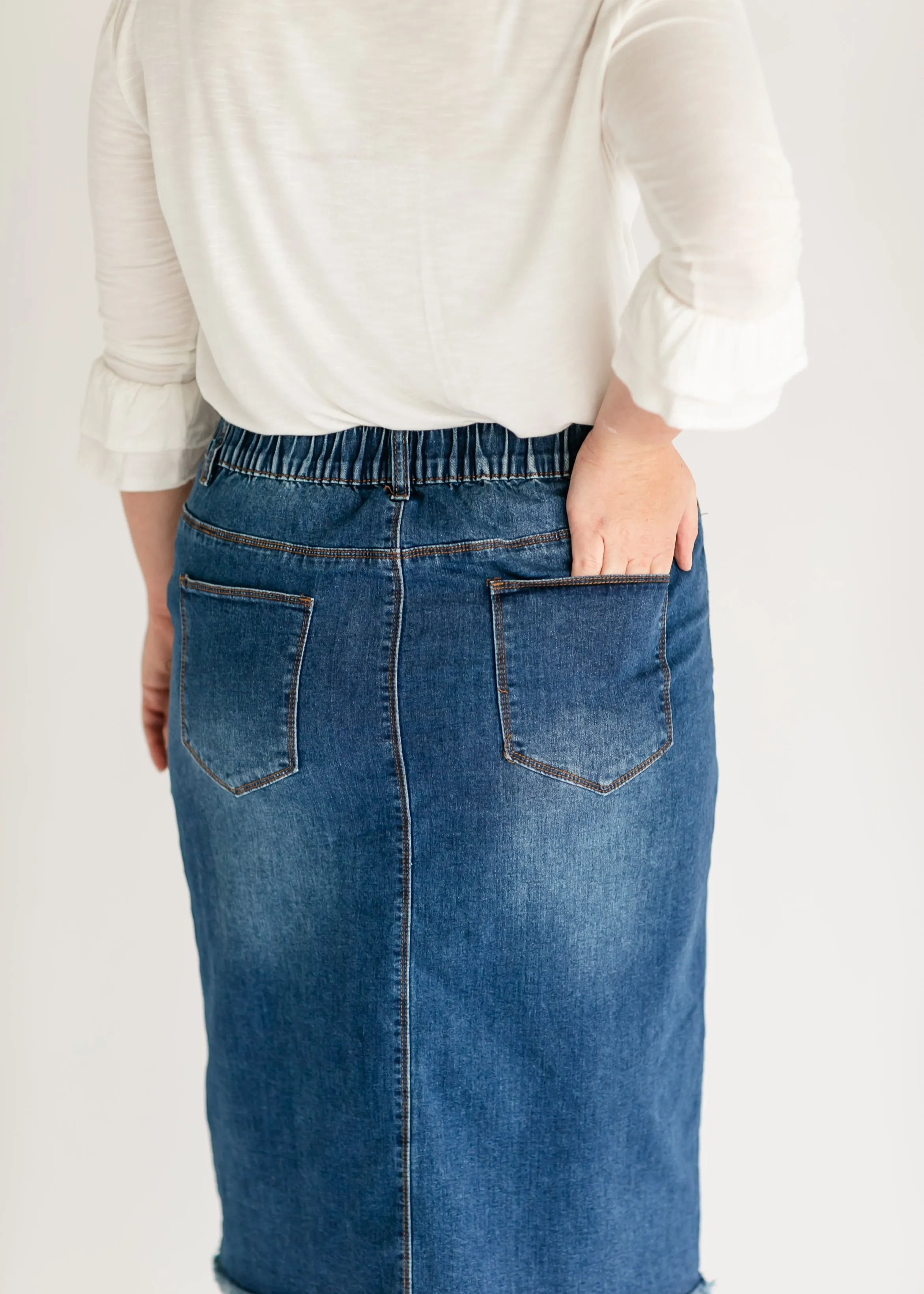 Eva Raw Hem Stitched Midi Skirt - FINAL SALE