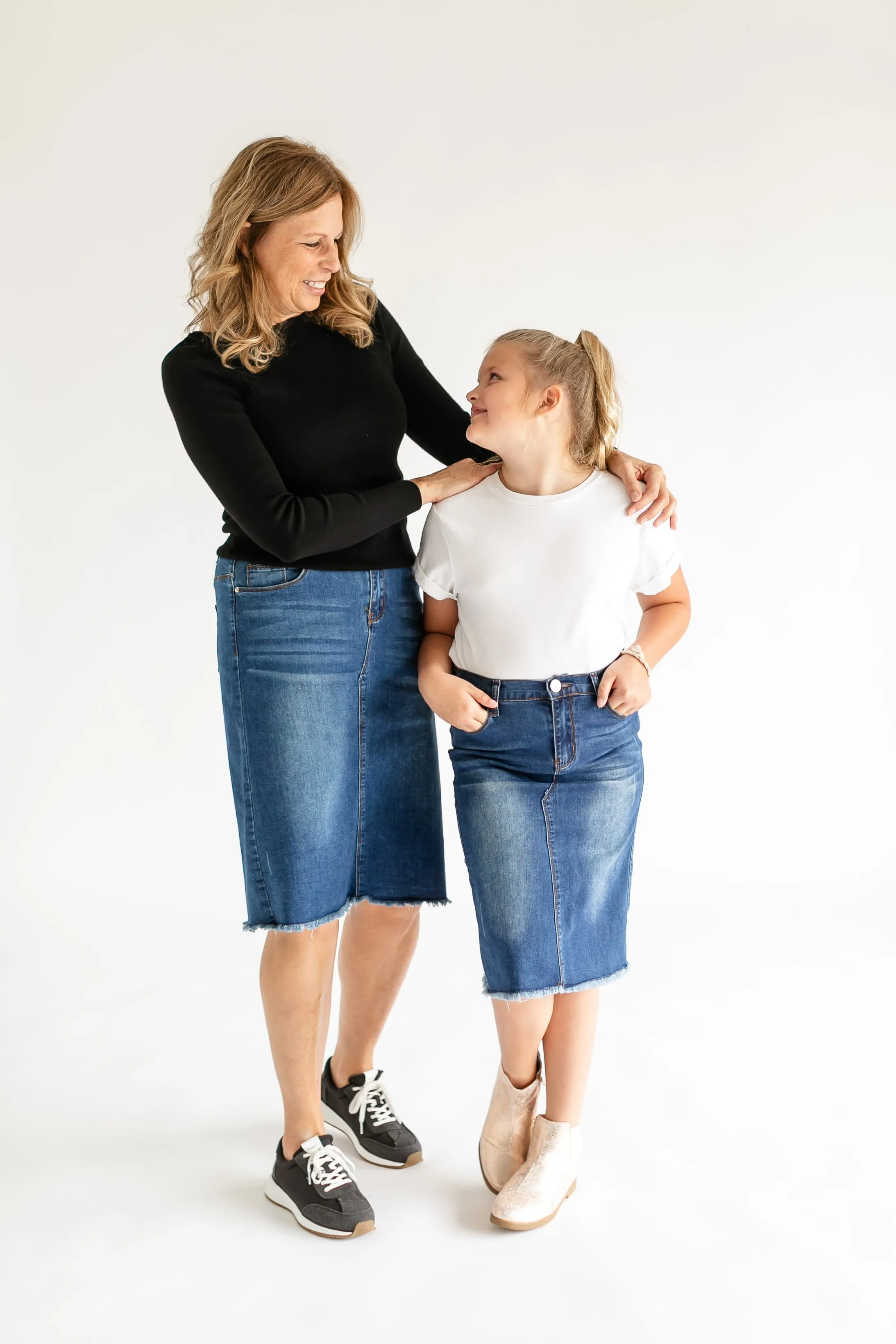 Eva Raw Hem Stitched Midi Skirt - FINAL SALE
