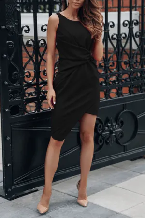 Fashion Classic Solid Slit O Neck Pencil Skirt Dresses(3 Colors)