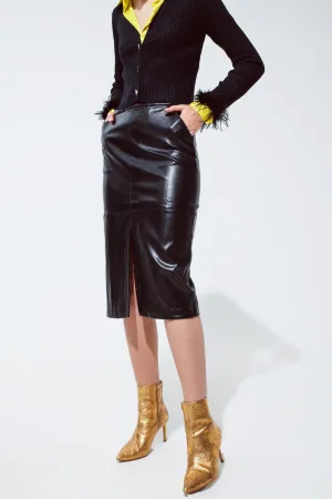 Faux Leather Pencil Skirt