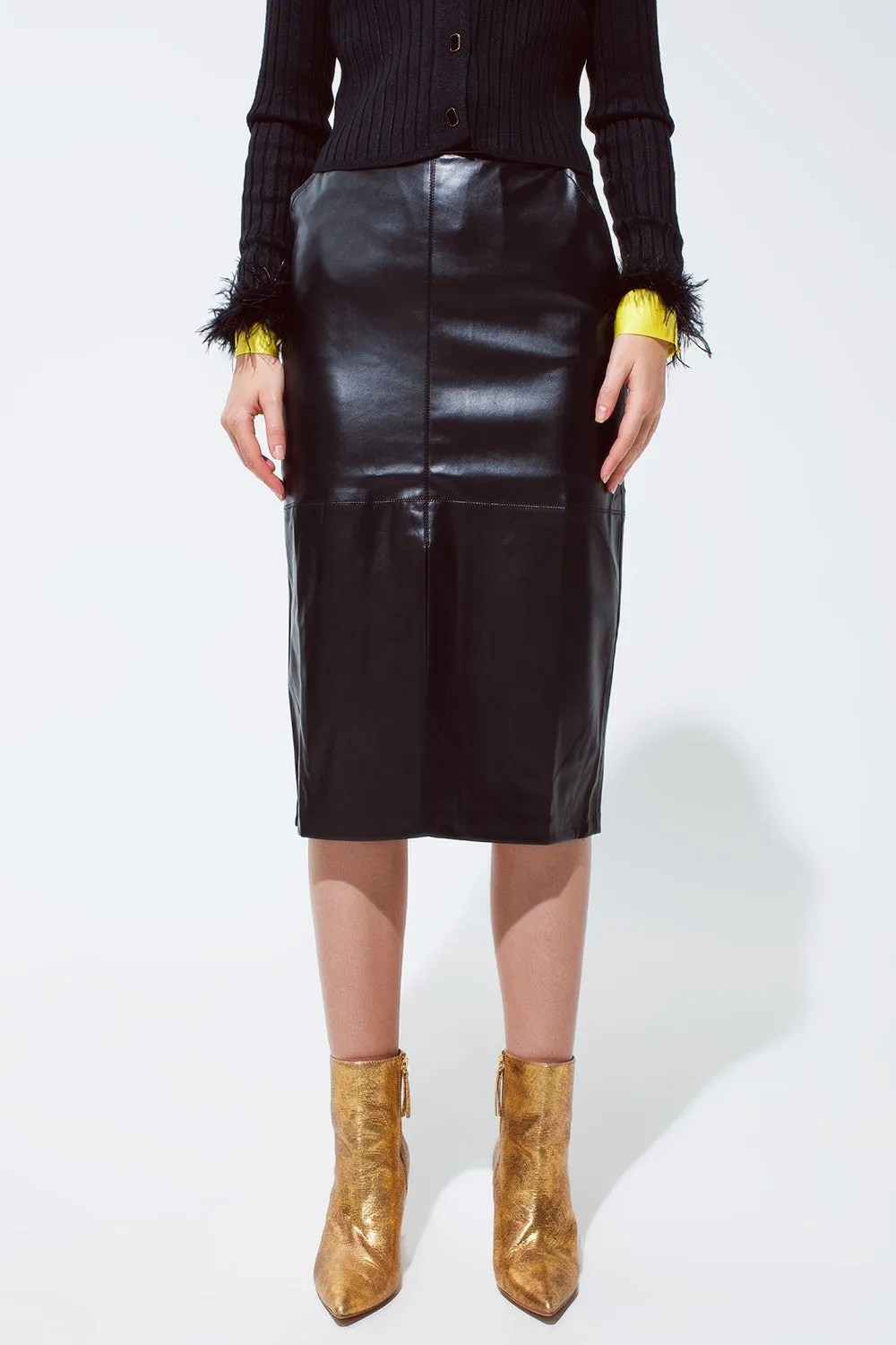 Faux Leather Pencil Skirt