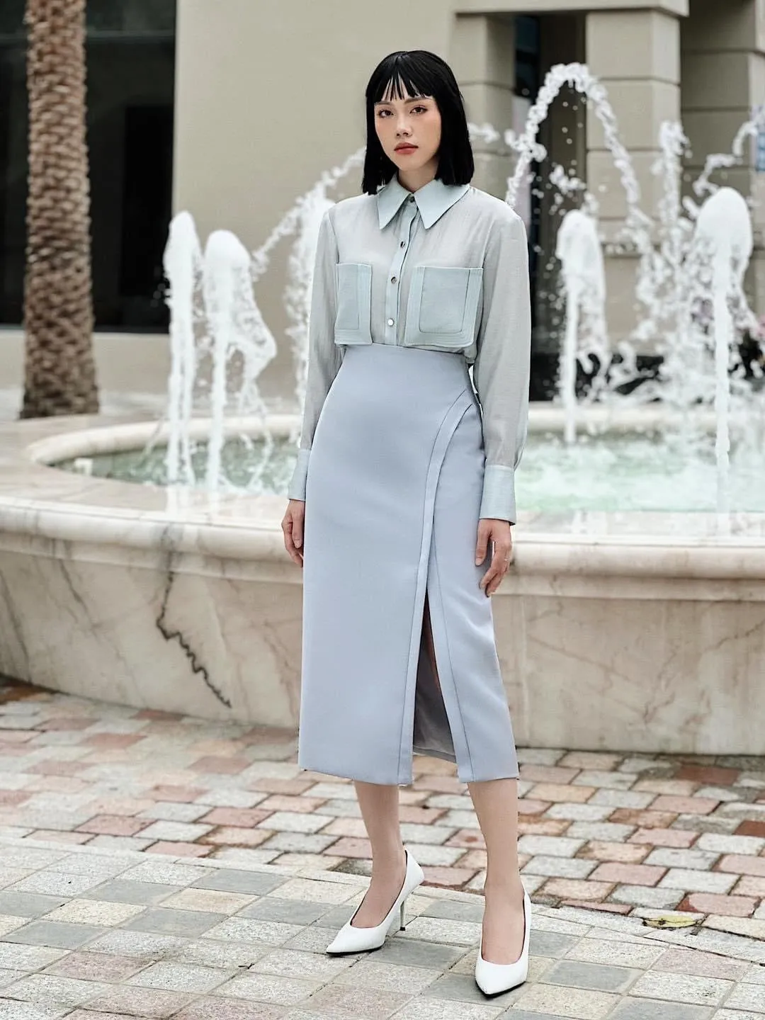 Front Split Pencil Skirt