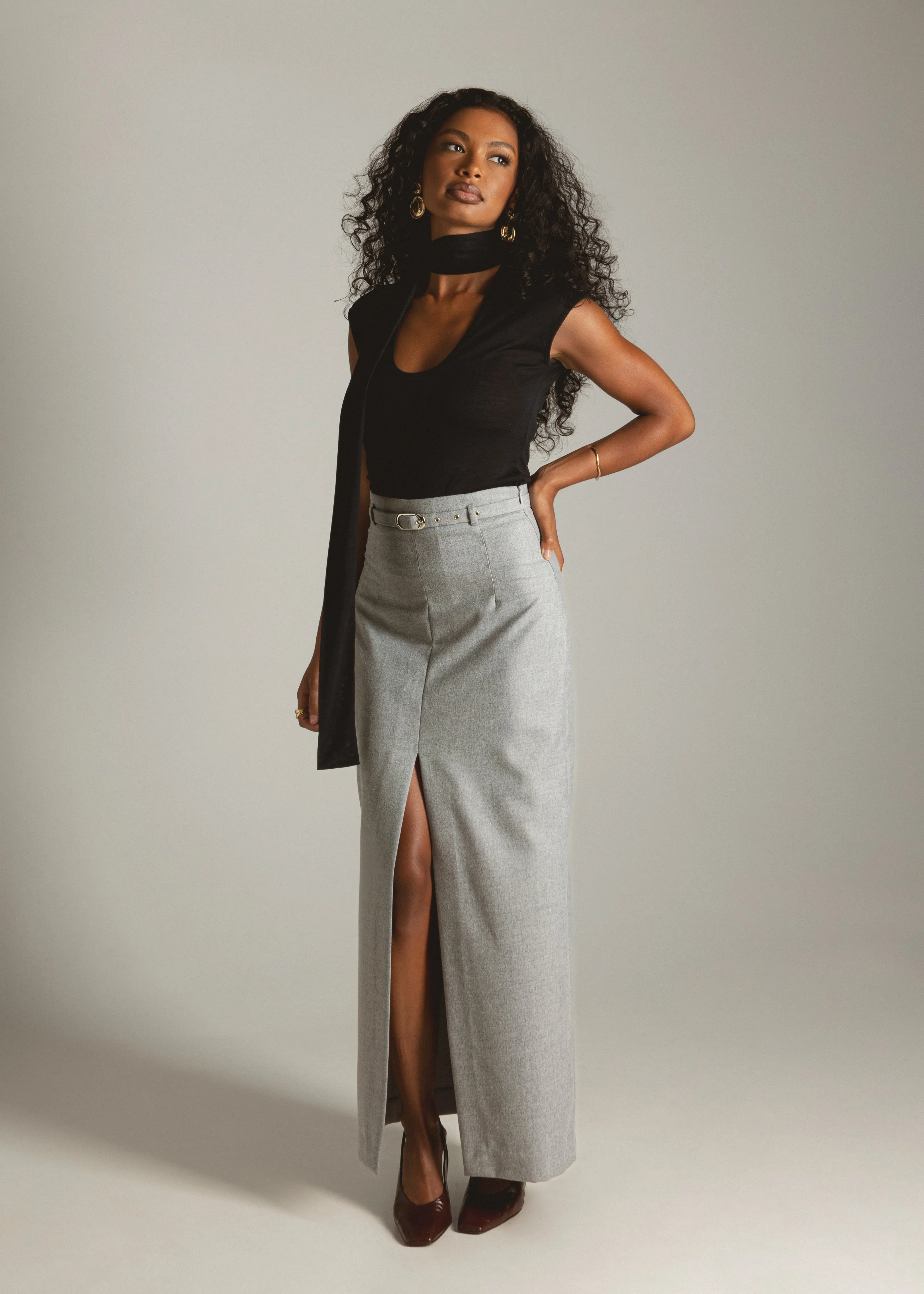 Gaia Pencil Skirt - Grey