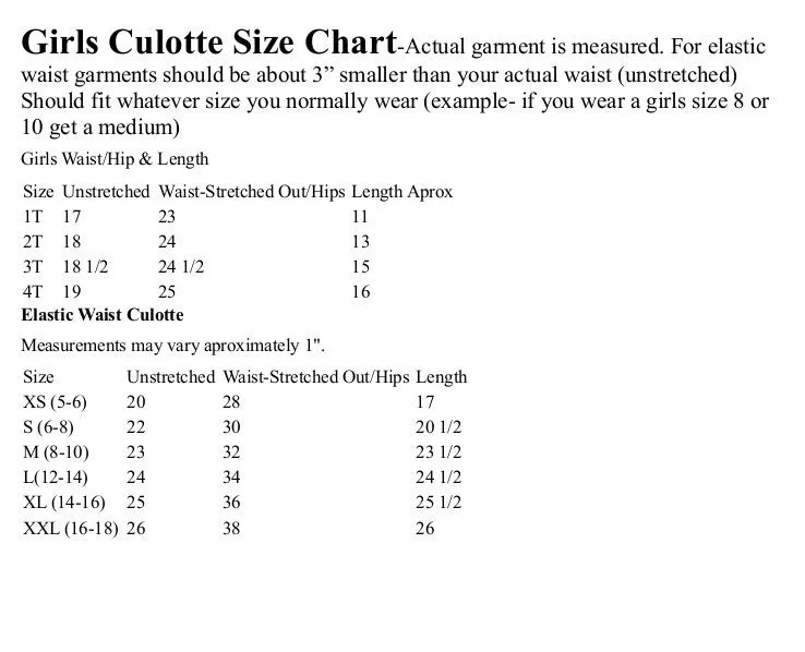 Girls Twill Culottes