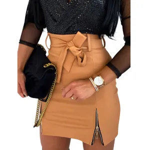 High Waist PU Leather Mini Skirt