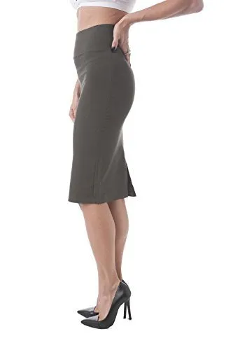 High Waisted Long Pencil Rose Embroidered Skirt