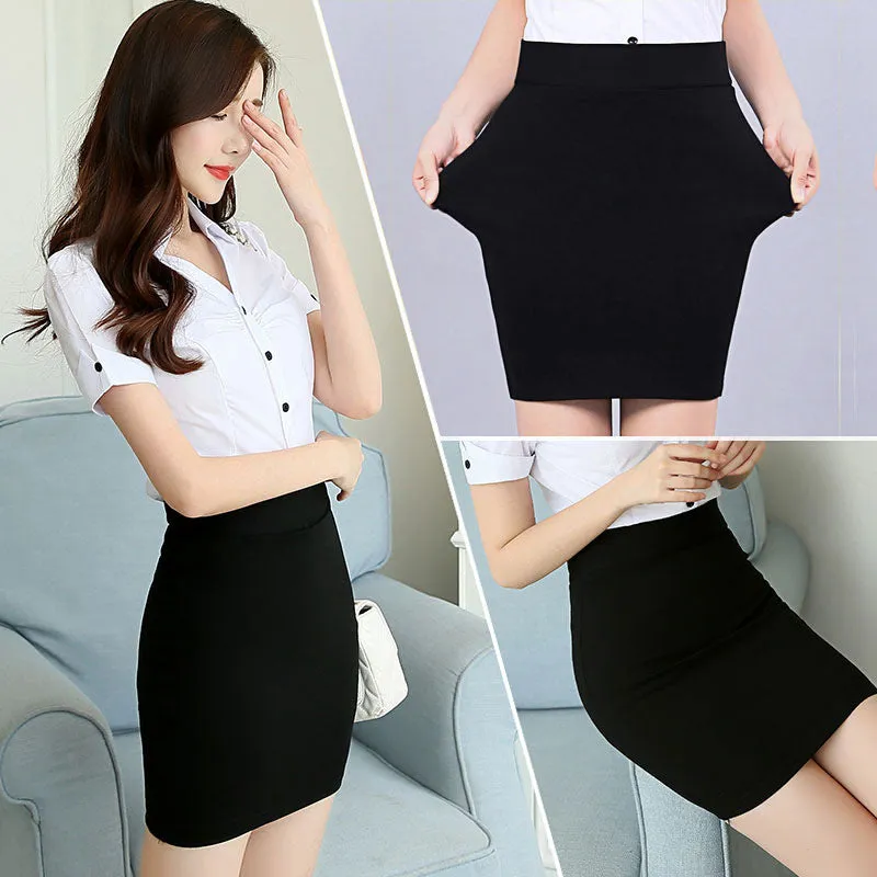 Hip Flattering Women Black High Waist Stretchable Short Pencil Skirt