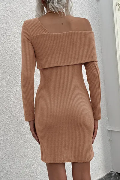 Ivyshape | Casual Asymmetrical Collar Pencil Skirt Dress