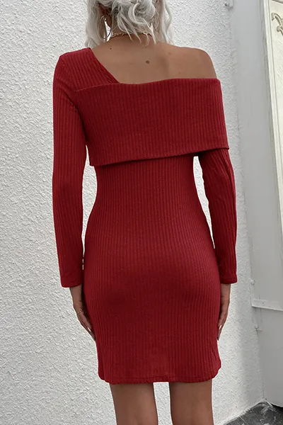 Ivyshape | Casual Asymmetrical Collar Pencil Skirt Dress