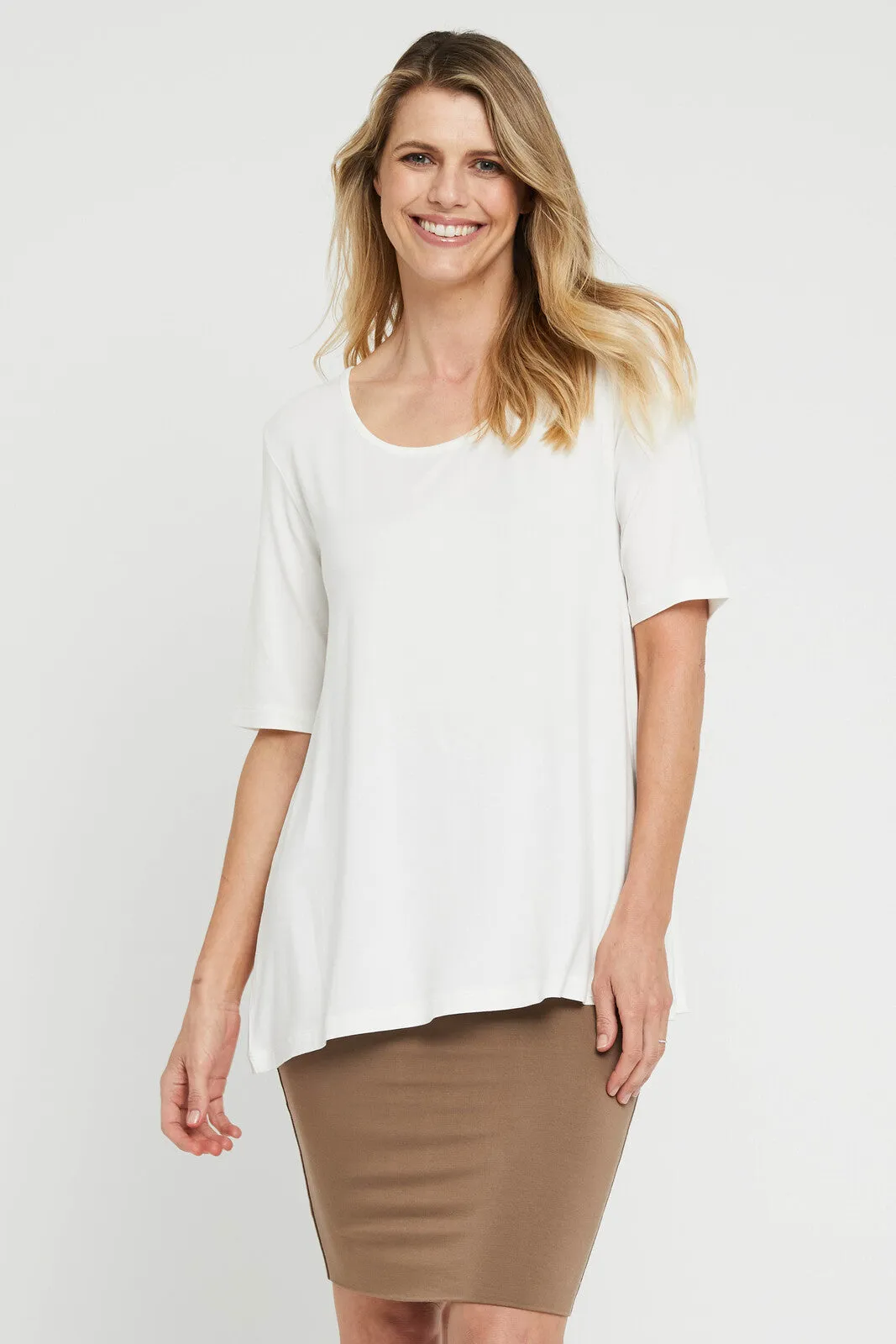 J0SEPHINE Bamboo Ivory Short Sleeve Tunic