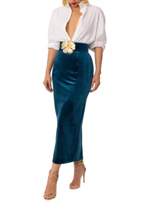 “Jada” Petrol Pencil Skirt