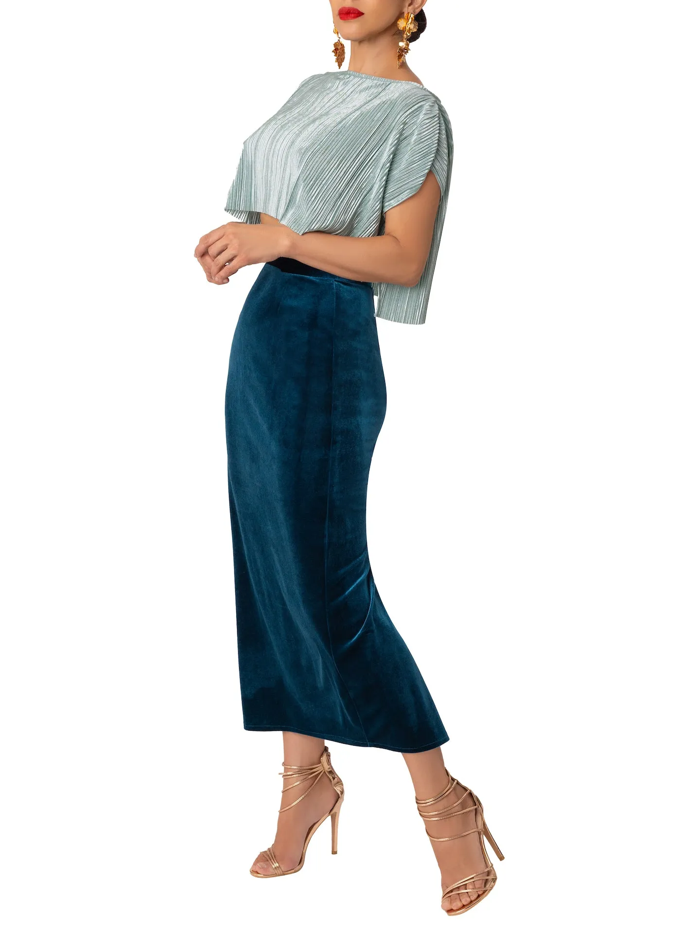 “Jada” Petrol Pencil Skirt