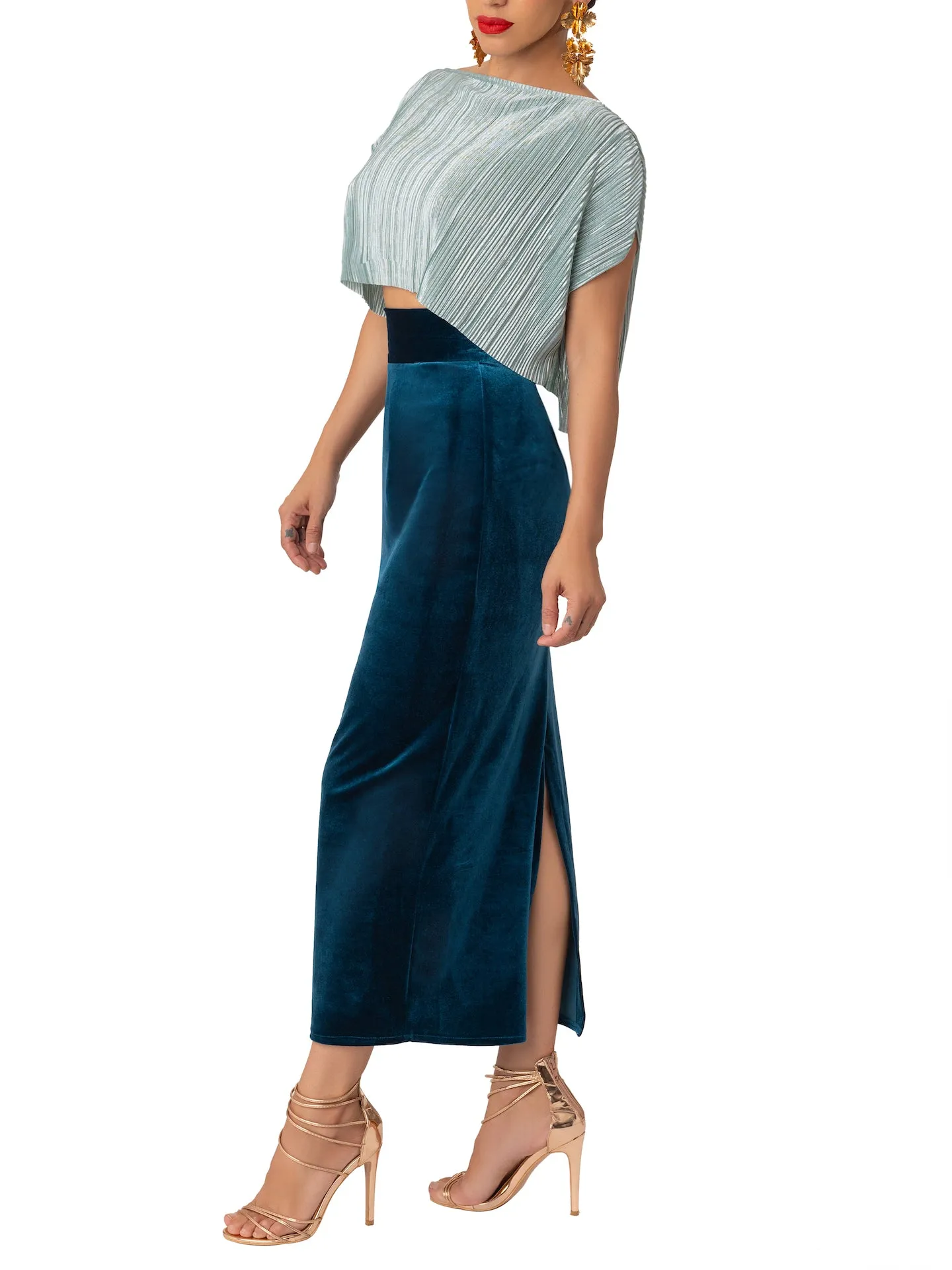 “Jada” Petrol Pencil Skirt