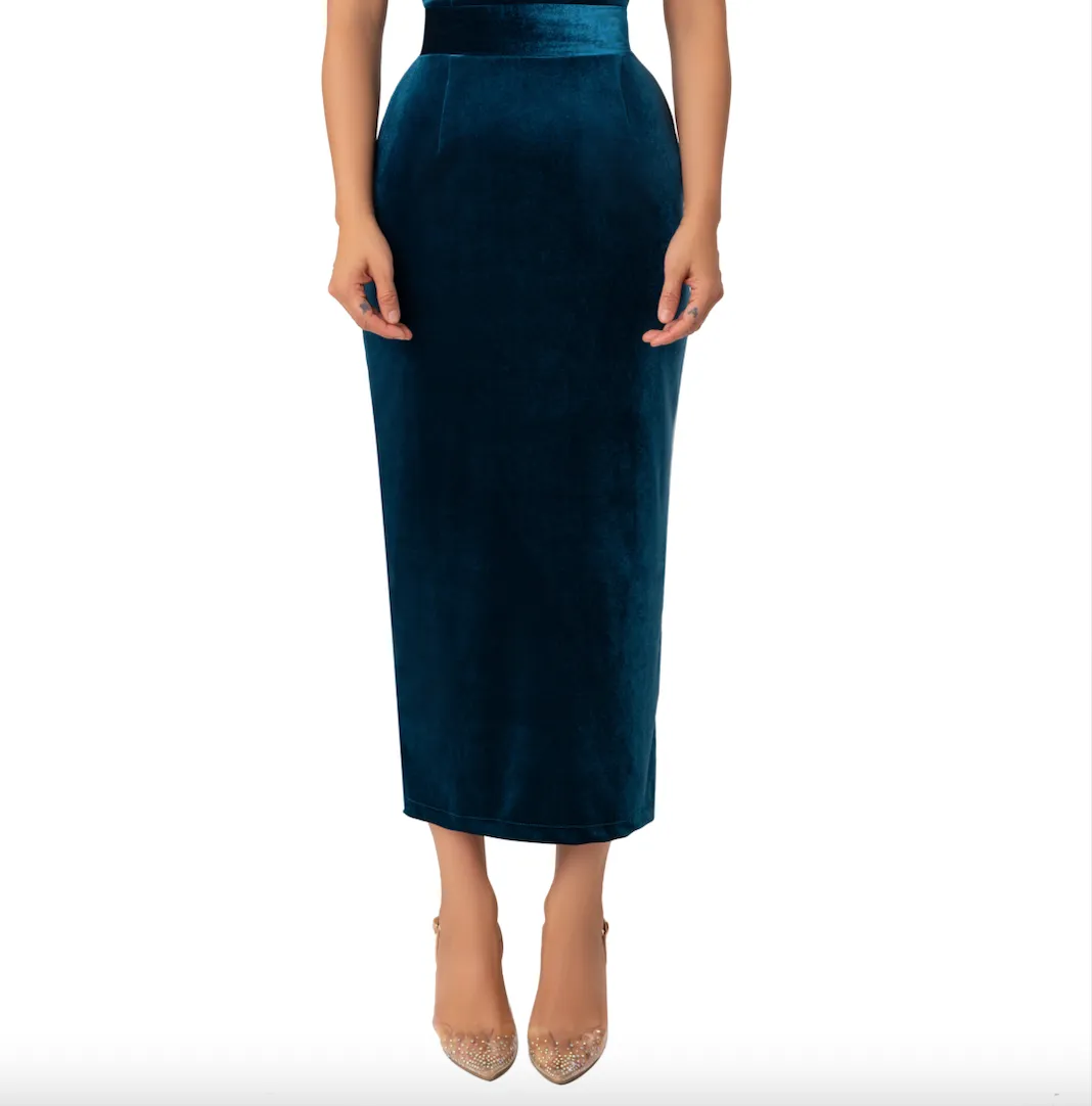 “Jada” Petrol Pencil Skirt