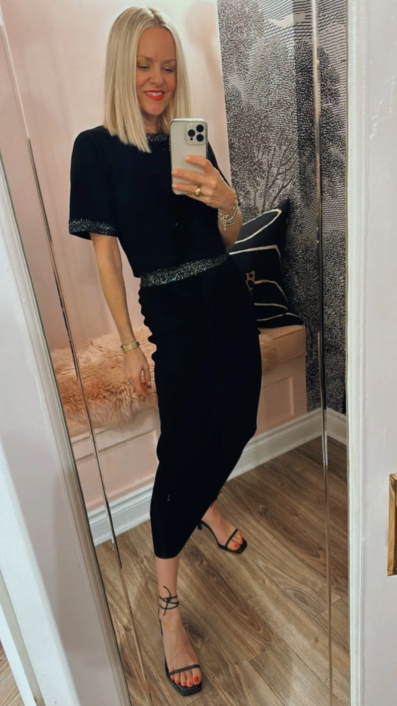 'Jane' Sequin Embellished Knit Midi Skirt