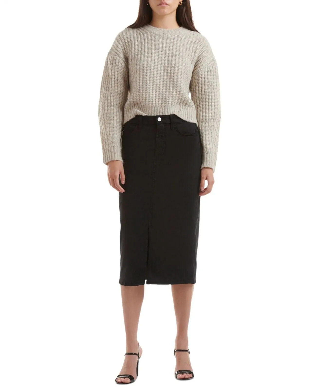 Jen7 Women's Front-Split Pencil Skirt 7G908353 Black 6
