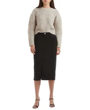 Jen7 Women's Front-Split Pencil Skirt 7G908353 Black 6