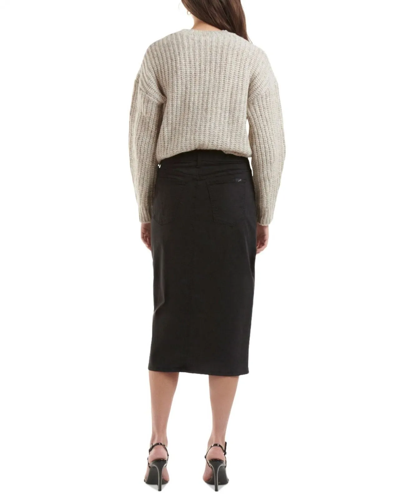 Jen7 Women's Front-Split Pencil Skirt 7G908353 Black 6