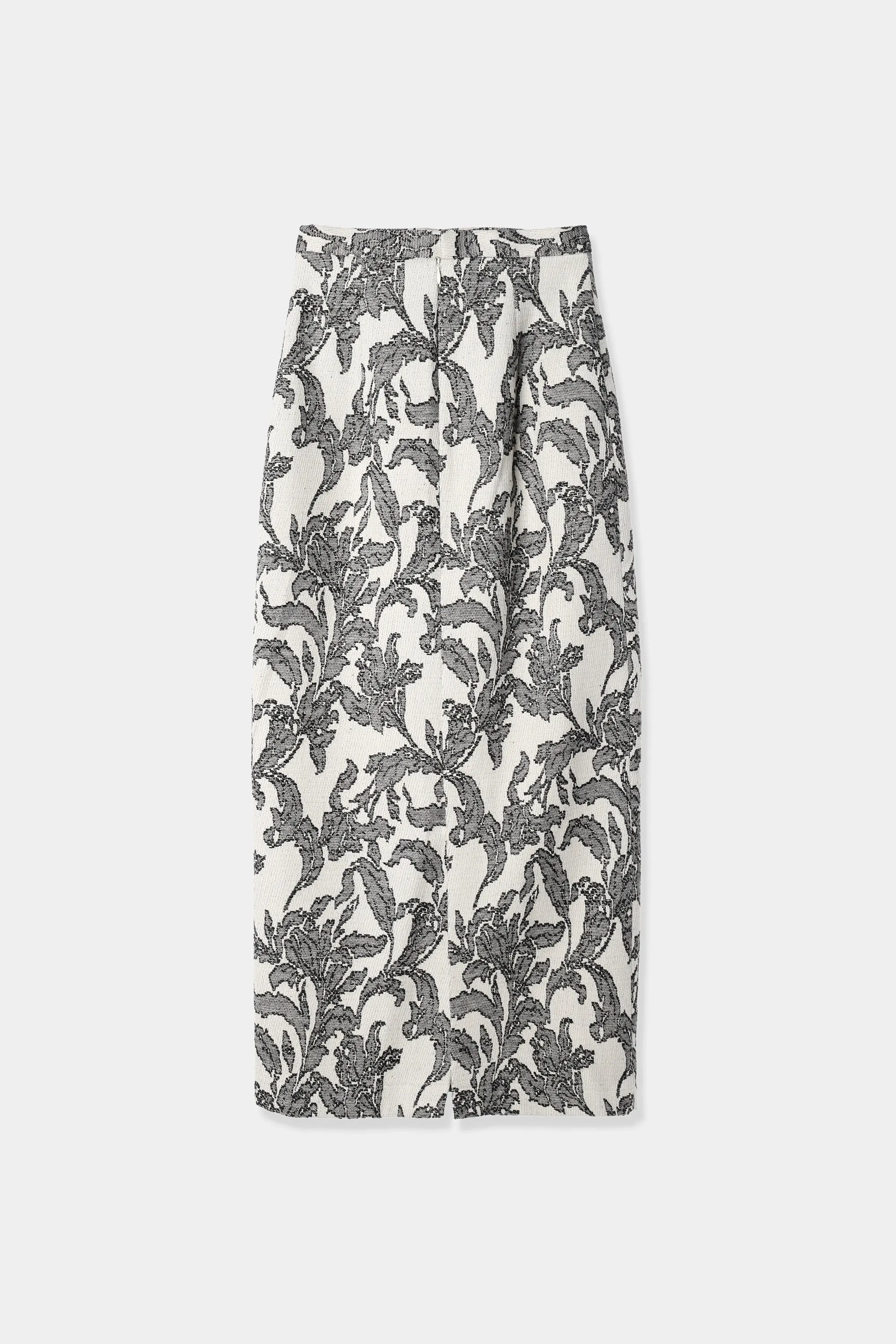 leaf jacquard pencil skirt