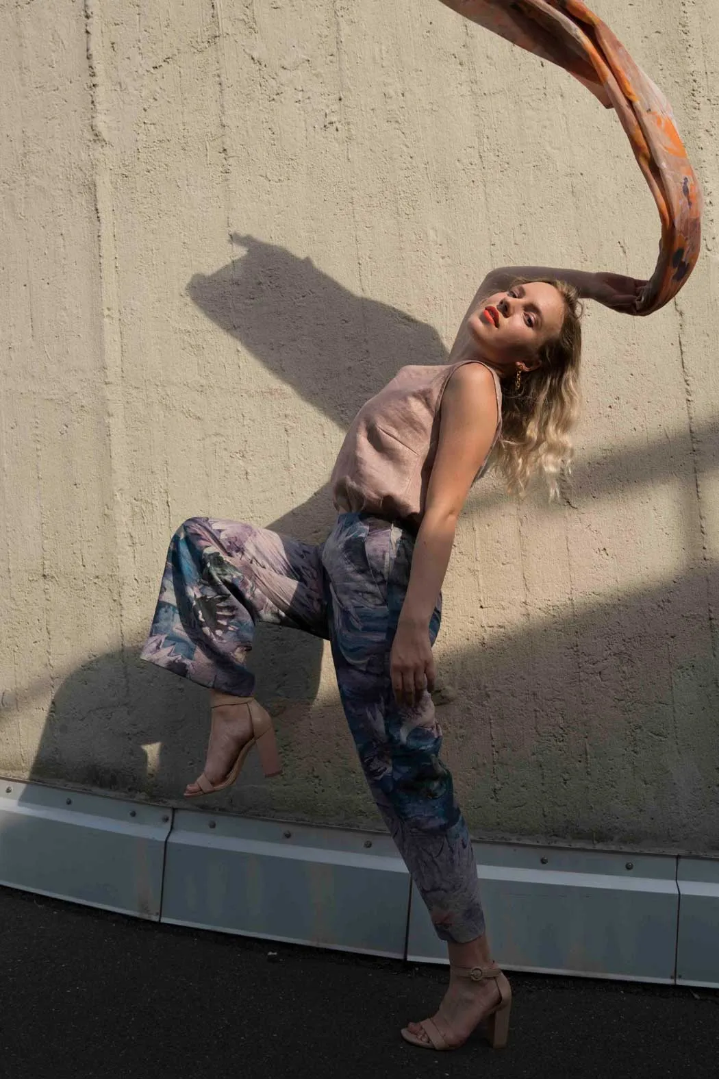 Linen Culottes Fish Print Petrol